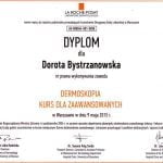 Dyplom - Dermoskopia - kurs dla zaawansowanych - dr Dorota Bystrzanowska
