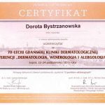 Certyfikat - Konferencja Dermatologia, Wenerologia i Alergologia 2015 - dr Dorota Bystrzanowska