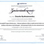 Zaświadczenie - Europejski Program Edukacyjny - dr Dorota Bystrzanowska