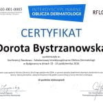 Certyfikat - Konferencja Naukowo-Szkoleniowa Interdyscyplinarne Oblicza Dermatologii - dr Dorota Bystrzanowska