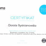 Certyfikat Busines Academy by Croma - dr Dorota Bystrzanowska